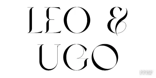 Logo LEO & UGO en typographie élégante serif avec les noms « LEO » et « UGO » séparés par un ampersand stylisé