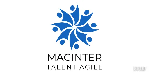 Logo Maginter composé d’une fleur stylisée formée de silhouettes humaines avec le texte « MAGINTER TALENT AGILE »